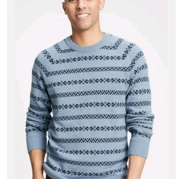 NEW Gap Men's Lightweight Sweater Blue Heather Crew Neck size M Medium - Picture 2 of 3